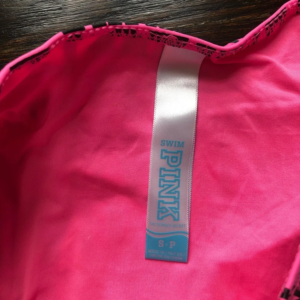 PINK Victoria’s Secret Love Pink Print Ruched Rhinestone Bikini Bottom - Picture 9 of 16